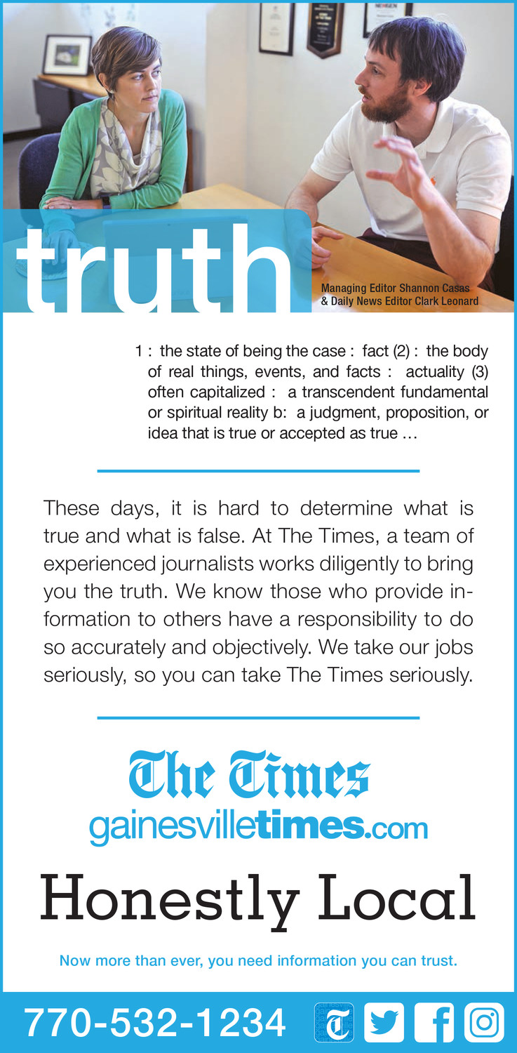 Thank you to The Gainesville Times for being the first SNPA member newspaper to share its local credibility-building ads with us.